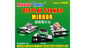 ESPOSITORE PIEDISTALLO CON SPECCHIO PER AUTO 1/43, AUTO 1/24, MEZZI MILITARI 1/72