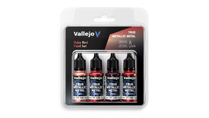 CONFEZIONE 4 COLORI VALLEJO RUBY RED TRUE METALLIC METAL 18 ML
